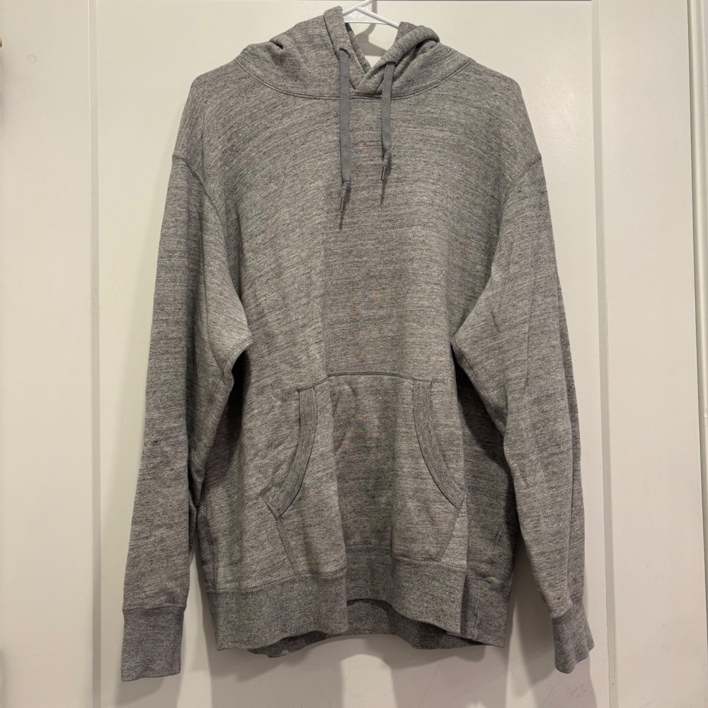 Uniqlo Mens XL Heather Gray Pullover Hoodie Sweatshirt Kangaroo Pocket